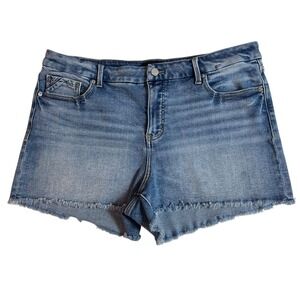 Buckle Black Shorts Size 34 Women's Curvy Stretch Midrise Cutoff Denim Jean